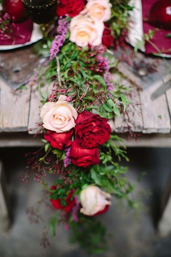 Floral garland table runner