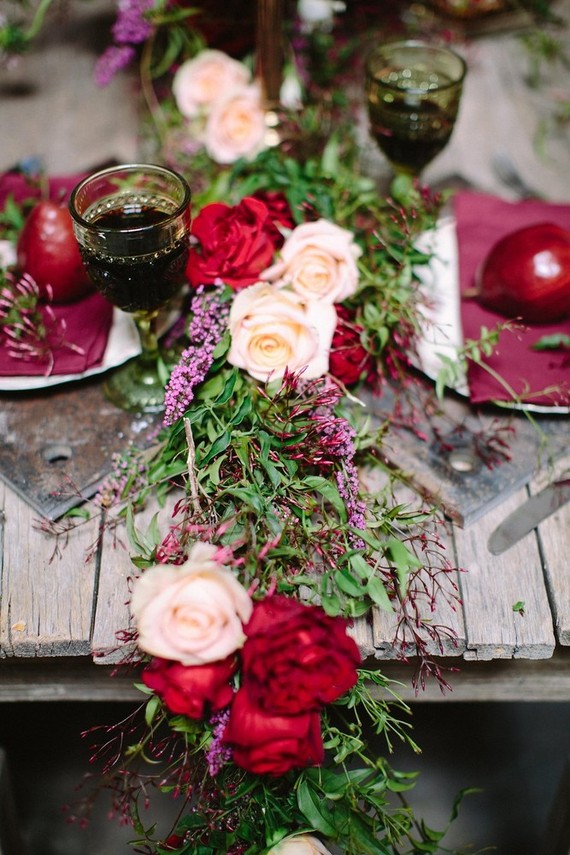 Floral garland table runner