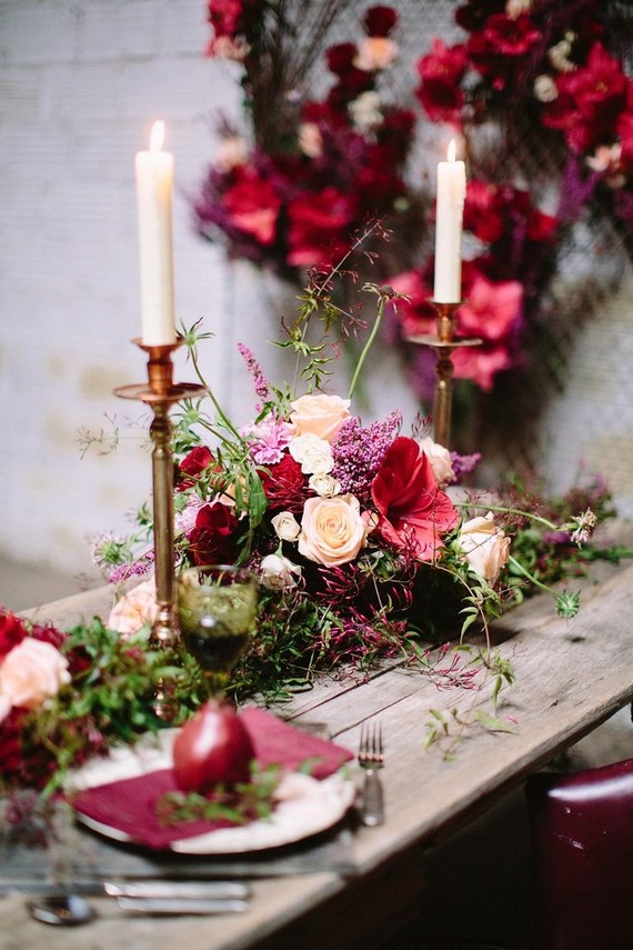 Industrial berry & marsala wedding inspiration Inspiration