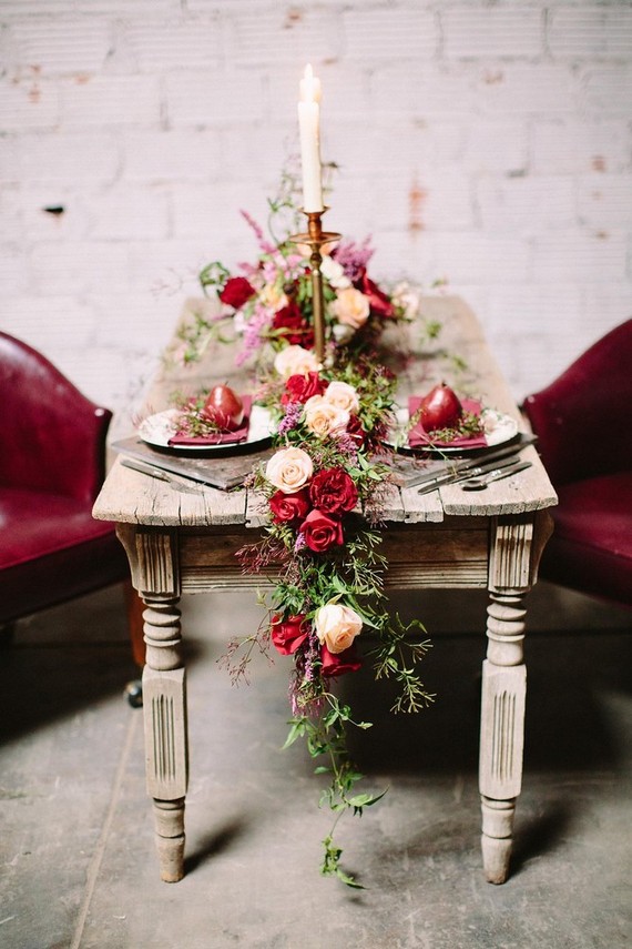 Industrial berry & marsala wedding inspiration Inspiration
