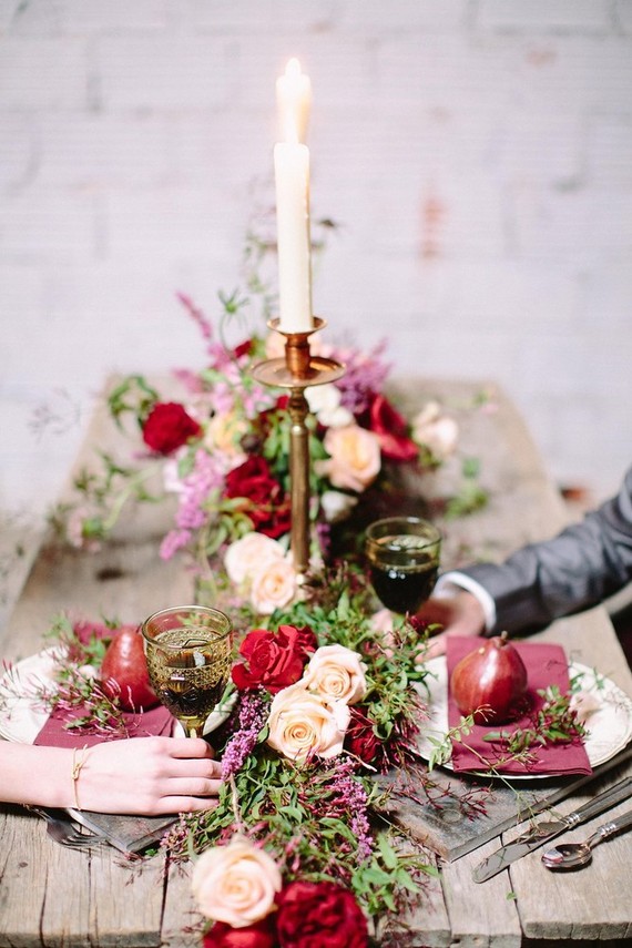 Industrial berry & marsala wedding inspiration Inspiration