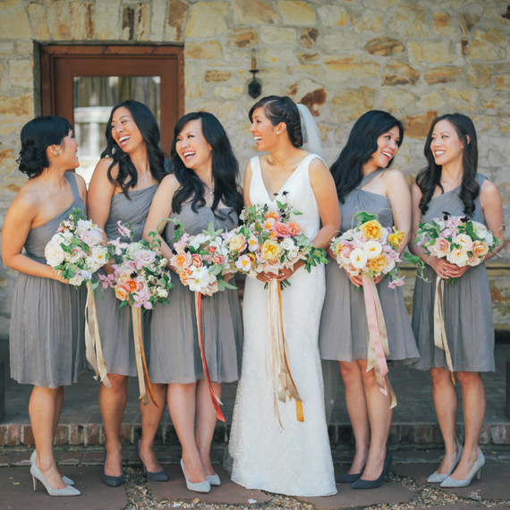 Grey JCrew bridesmaid dresses Inspiration