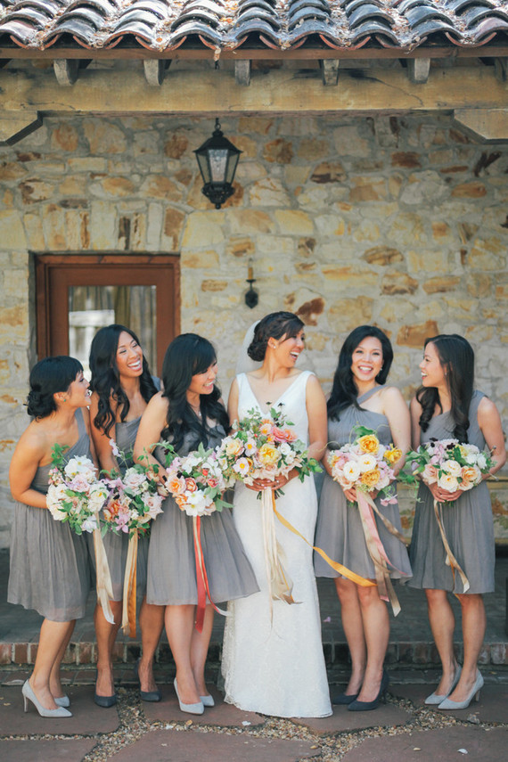 Grey JCrew bridesmaid dresses