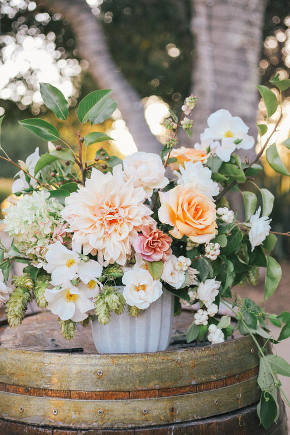 Peach dahlia arrangement