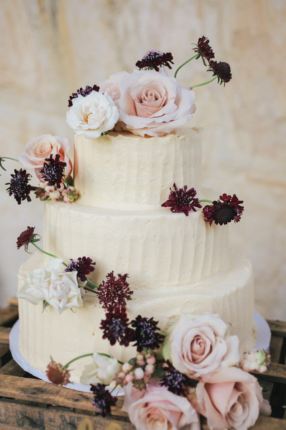 White and floral wedding cake