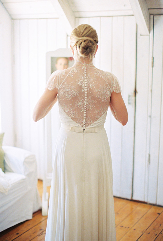 Lace back wedding dress