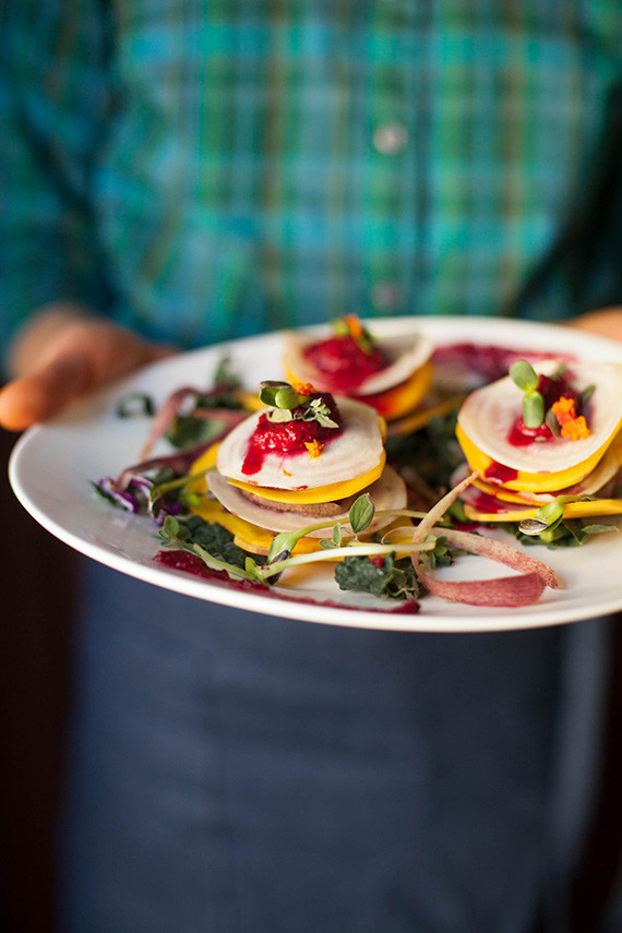 Colorful dinner party food