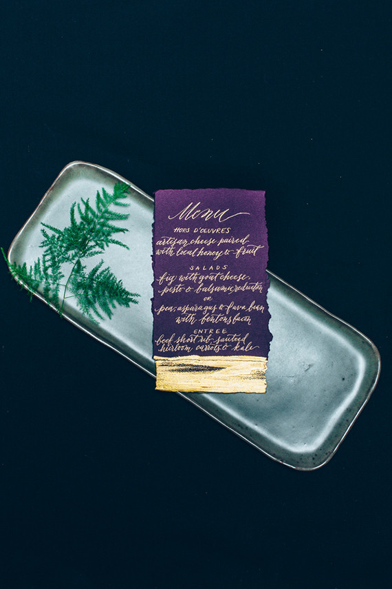 Purple and gold menu