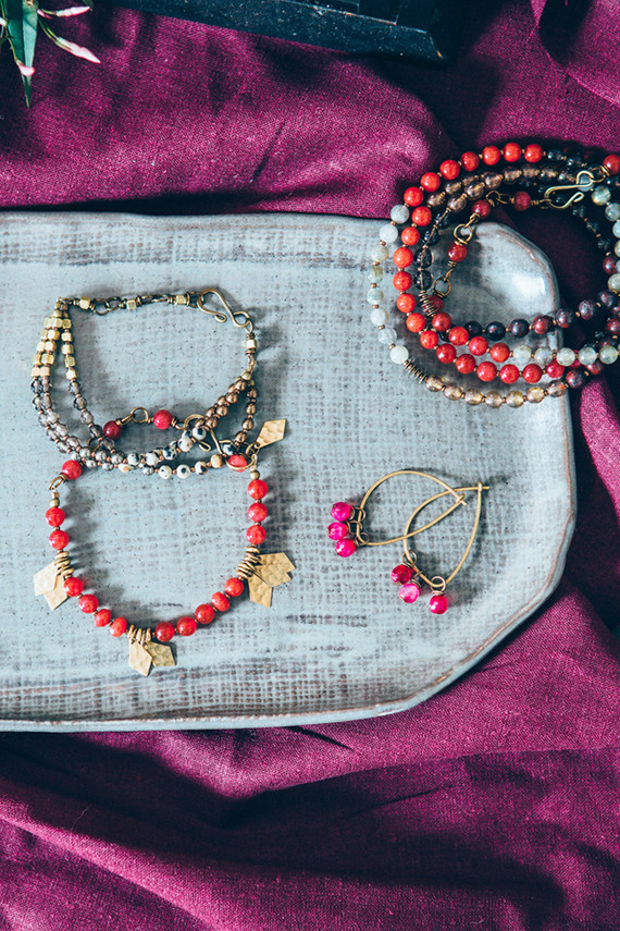 Bright colored bridal accessories