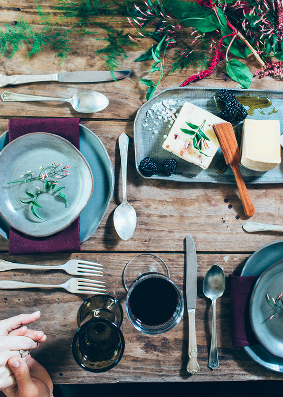 Rustic plum tablescape