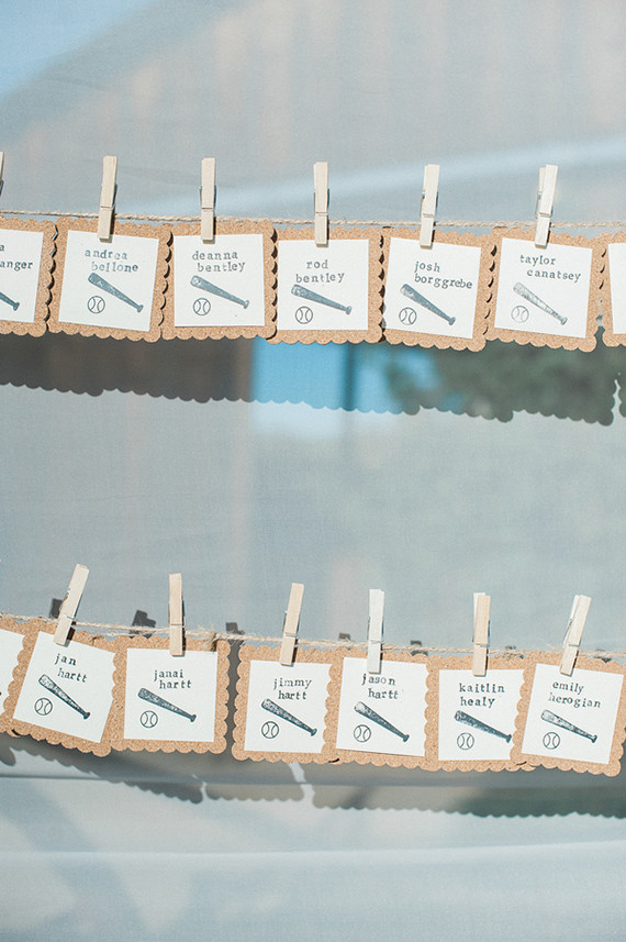 Baseball themed escort cards Inspiration