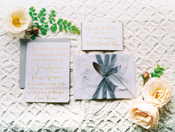 Light blue and blush wedding invitation