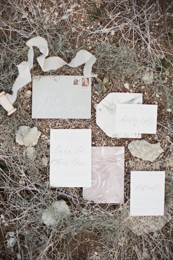 Beige desert themed wedding invitiation