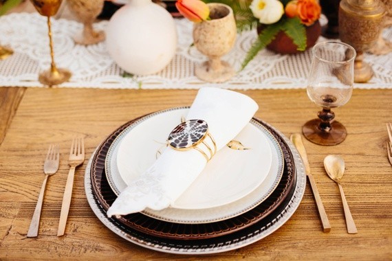 Desert gold and brown place setting
