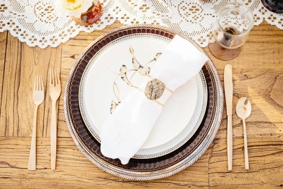 Desert gold and brown place setting