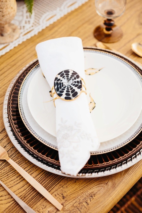 Desert copper and brown place setting
