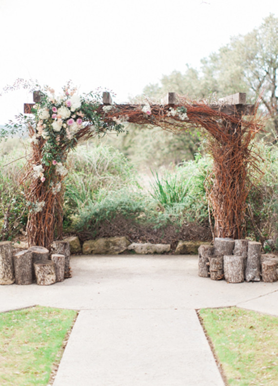 Ceremony twig and floral altar