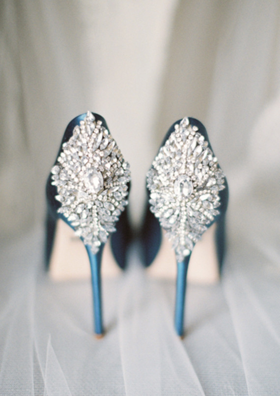 Diamond embellished blue heels