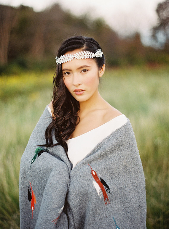 Bohemian ranch bride with blanket