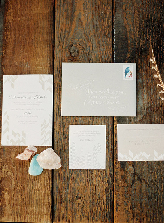Bohemian ranch inspired beige invitations