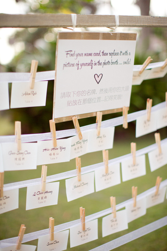 Clothespin white escort cards
