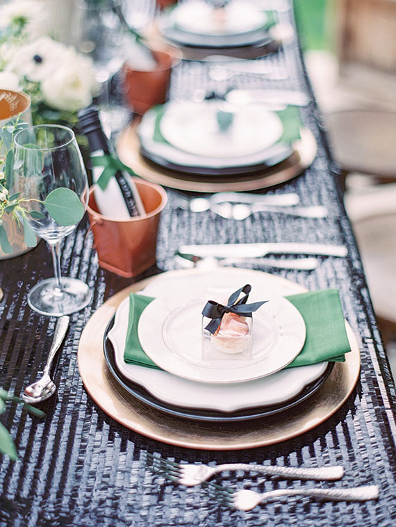 Backyard wedding place setting