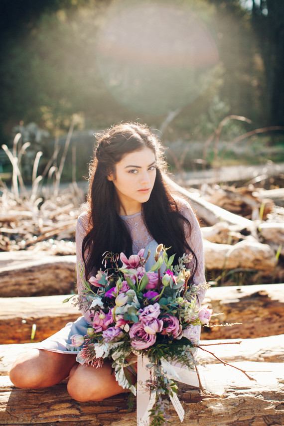 Purple bohemian inspired bouquet