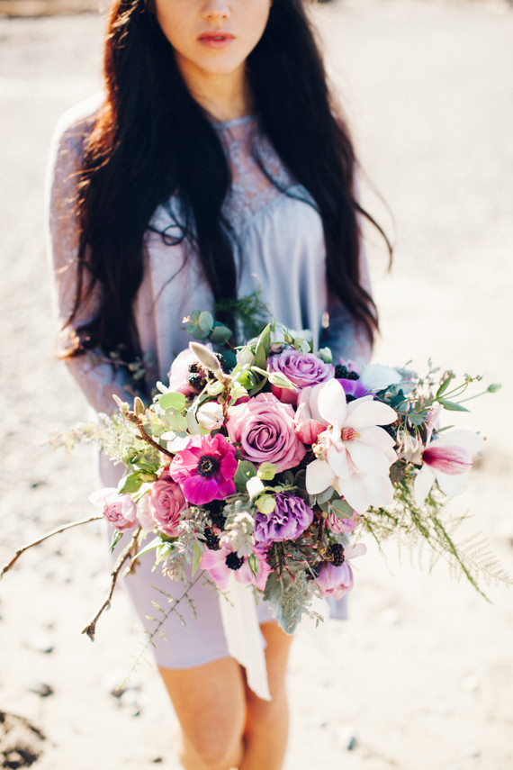 Purple bohemian inspired bouquet