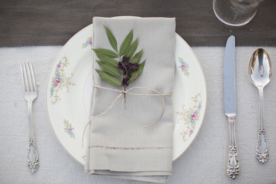Grey and silver place setting