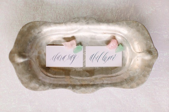 Iridescent escort cards Inspiration