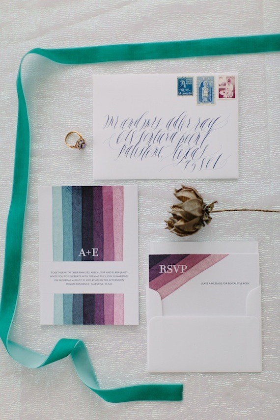 Iridescent wedding invitation set