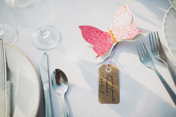 Pink butterfly escort card
