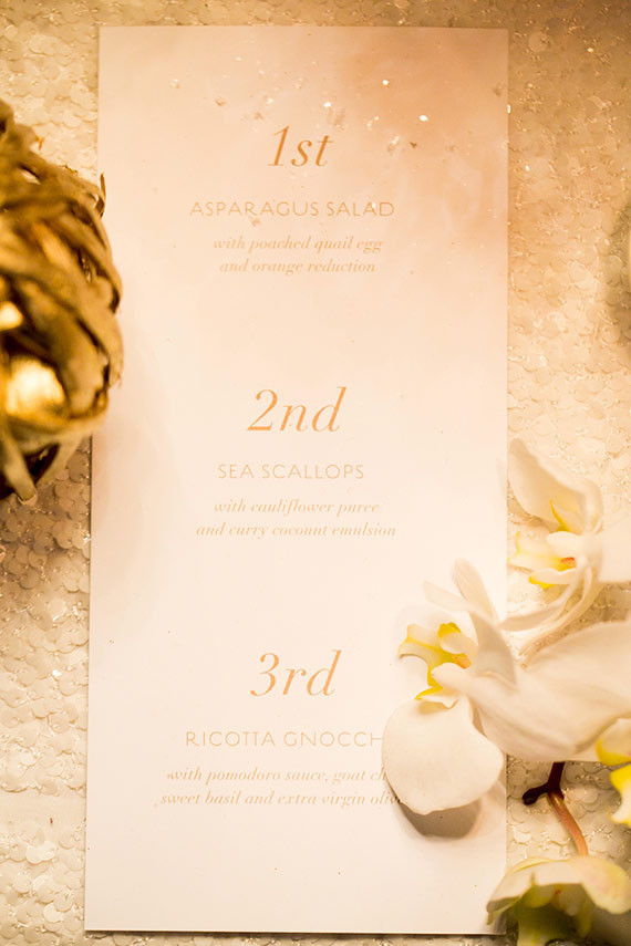 New Years gold and white menu