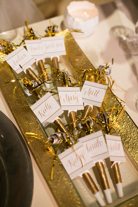 Gold personalized fringe blow horns