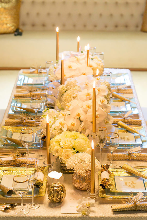 New Years gold tablescape