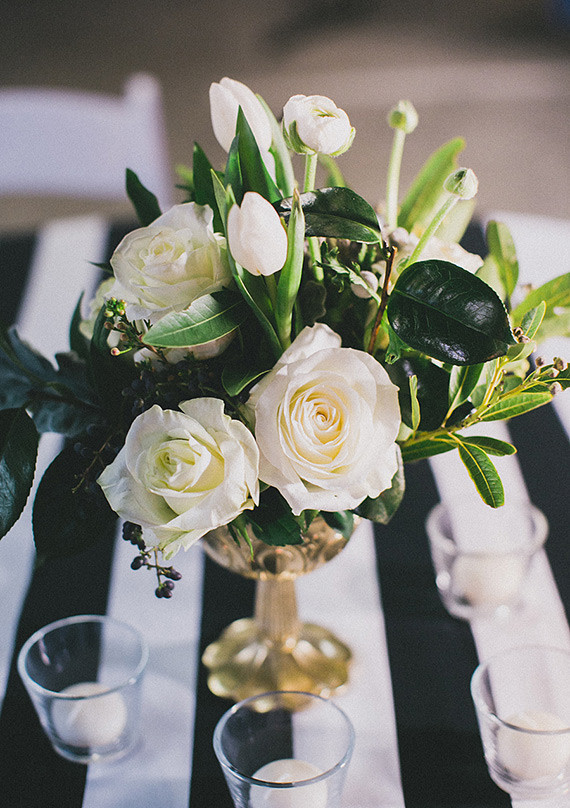 Black, white and green centerpiece