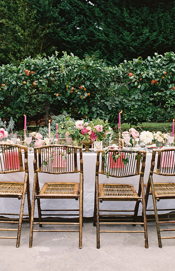 Pink, black and gold tablescape