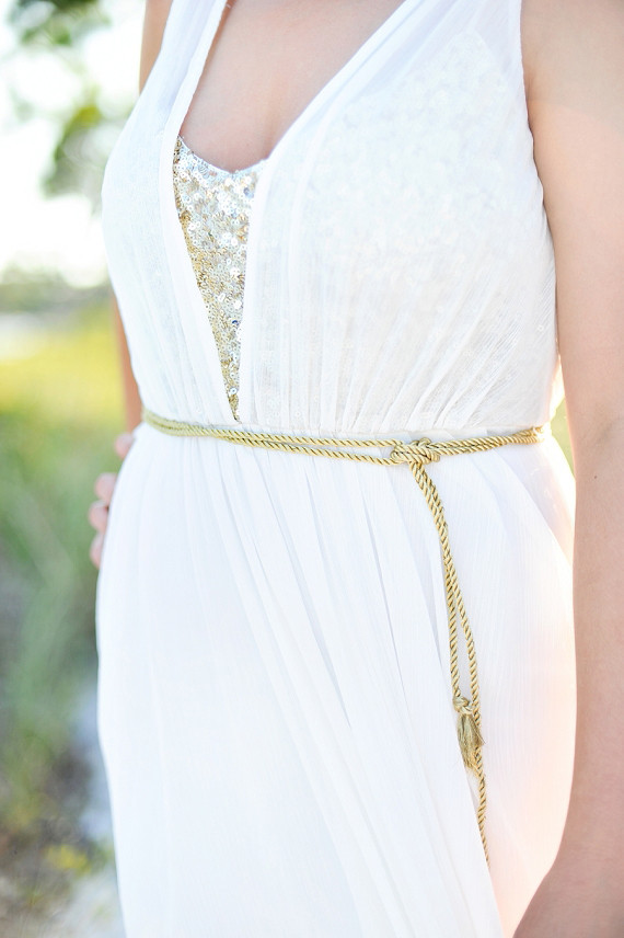 Wedding dress with gold belt