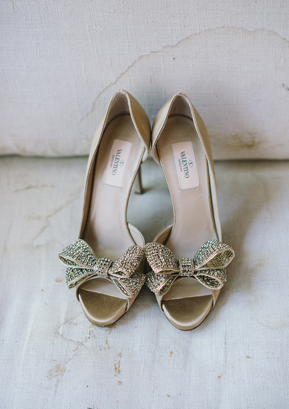 Silver bow heels