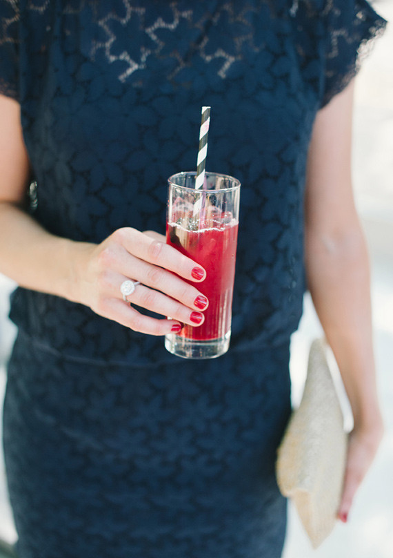 Berry cocktail with striped straw