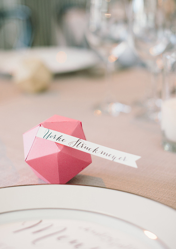 Pink geometric escort cards