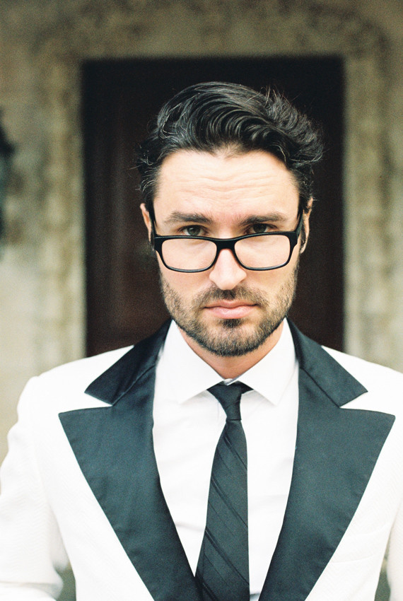 Black and white groom's tux
