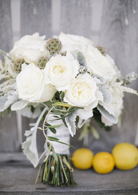 Green and white rose bouquet