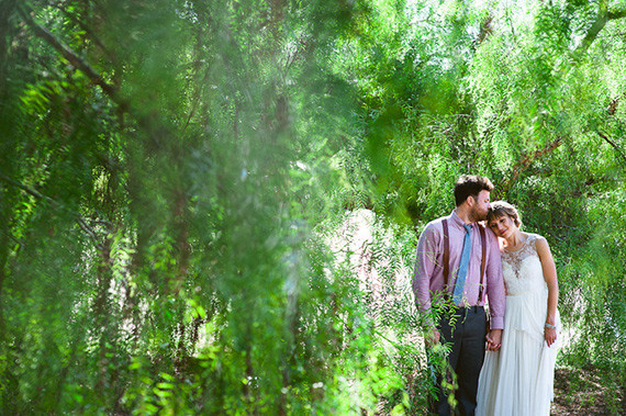 Outdoor greenery wedding portrait