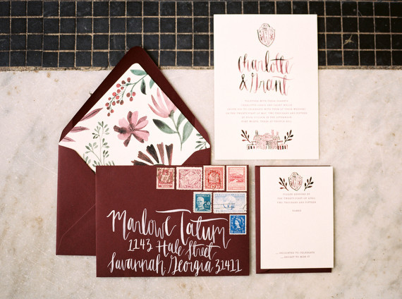 Marsala wedding invitations Inspiration