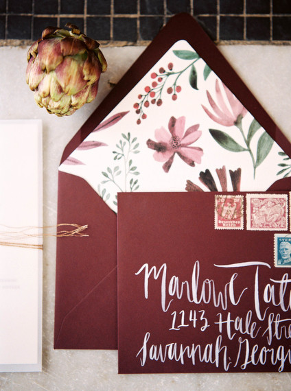 White calligraphy on envelope