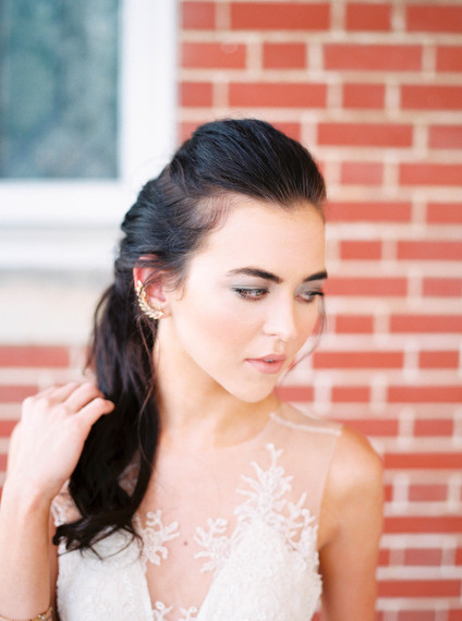 Low pony wedding hairstyle