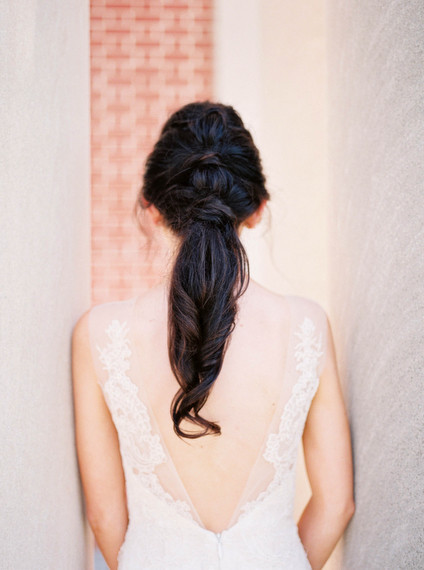 Low pony wedding hairstyle