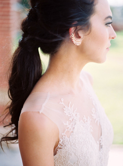 Low pony wedding hairstyle