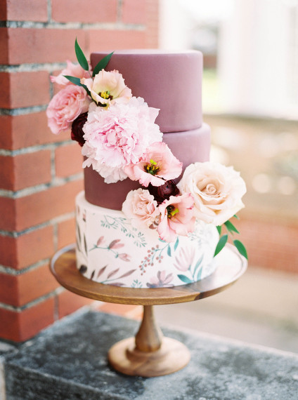 Marsala and floral wedding cake